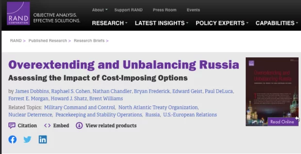 How To Destroy Russia. 2019 Rand Corporation Report: 'Overextending and Unbalancing Russia' - LewRockwell