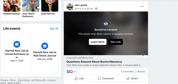 Facebook Warns About Consortium News Story - LewRockwell